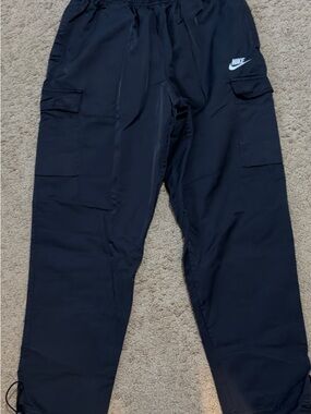 Nike Black Cargo Jogger Pants with White Swoosh